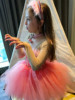 儿童学猫叫粉红色演出服，女童万圣复活节高端兔子，中国舞公主连衣裙