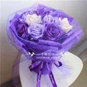 丝带玫瑰花束 材料包 DIY手工制作套装彩带绸带玫瑰花 礼物 11朵