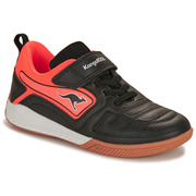 Kangaroos袋鼠童鞋低帮系带运动板鞋魔术粘学生球鞋黑红色春秋款