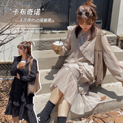2022年微胖大码韩版常规，ol气质连衣裙秋季宽松遮肉荷叶边女裙
