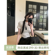 JOEYJOY酒一新中式短袖上衣女夏季扎染打底衫修身复古时尚T恤