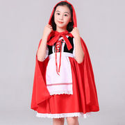 万圣节狂欢夜装扮 儿童cosplay格林童话故事角色小红帽公主连衣裙
