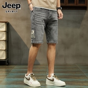 Jeep吉普牛仔短裤男士宽松直筒五分裤子夏季薄款潮牌复古中裤男裤