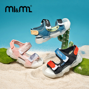 M1M2西班牙童鞋儿童凉鞋带闪灯2024夏季宝宝鞋子男女童沙滩鞋