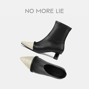 直述NoMoreLie 尖头艺术高跟弹力靴黑色时装靴女 原创设计品牌