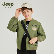 jeep童装儿童夹克2024春秋，款棒球服飞行员潮流工装风男童外套
