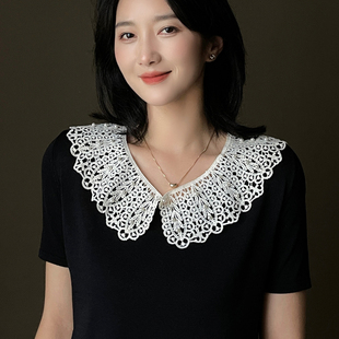 韩版蕾丝披肩夏季薄款防晒镂空珍珠假领子女百搭外搭配裙子