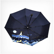 黑胶红叶广告伞雨伞三折晴雨两用遮阳便携遮阳伞UV太阳伞