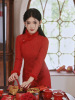 红色旗袍小个子短款新中式国风少女学生拜年服结婚新娘敬酒服女冬