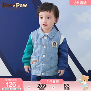 商场同款pawinpaw小熊，童装秋冬款男宝宝，休闲牛仔马甲时尚