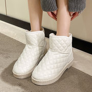 冬季棉鞋女2024厚底雪地靴外穿保暖菱格加绒棉靴防滑面包棉靴