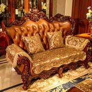 欧式沙发垫四季通用防滑皮沙发坐垫123组合三件套扶.手巾沙发巾