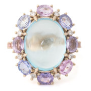 yicollection珠宝18k海蓝宝石，尖晶石和钻石戴妃款戒指