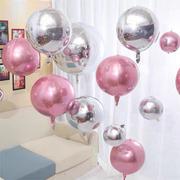 银色白色4d立体圆形铝箔气球生日装饰品婚礼商场橱窗酒吧网红布置