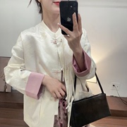 2024早春新中式女装中国风盘扣，上衣独特超好看小香风白色外套