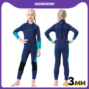 AU.S3mm儿童潜水服长袖泳衣连体防寒保暖加厚游泳冲浪水母衣