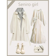 秋装韩剧三件套职业套装，女2023冬装，搭配女装奶系穿搭一整套
