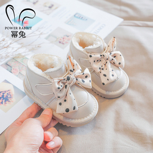 婴儿雪地靴软底学步鞋0-1-3岁加绒加厚棉鞋女宝宝鞋子短靴子冬季2
