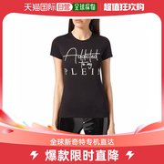 香港直发PHILIPP PLEIN 女士黑色字母图案圆领短袖T恤 WTK1508 00