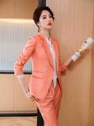橙色2西装外套女春秋气26306396000韩版时尚显质瘦洋气职业小