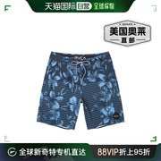 rvcacurren男式花卉沙滩短裤，泳裤-蓝色，花卉美国奥莱直发
