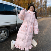 棉衣冬装女加厚袄外套季美式(季美式)国风小个子派克服粉色短款长大码花