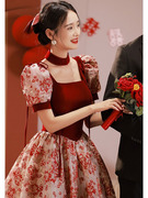 2023公主裙成人日常小个子，法式订婚连衣裙，女春季回门便装红色新娘