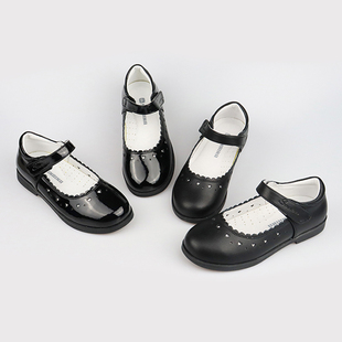 斯乃纳童鞋2023春秋，女童皮鞋学生，演出小女孩黑皮鞋单1122612h