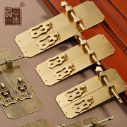 新中式仿古柜门拉手古铜，复古竖式直条门锁头实木，家具柜子黄铜把手