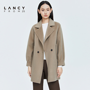 lancy朗姿羊毛大衣女，2022冬季中长款气质，双面呢高级感外套女