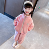 女童加绒套装秋冬季儿童韩版时髦女宝宝运动装加厚金丝绒两件套