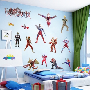 奥特曼海报墙贴儿童房3D立体装饰卡通迪迦赛罗贴纸画男孩卧室自粘