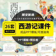 西游记教学课件ppt，四大名读书分享ppt成品，模板好书分享