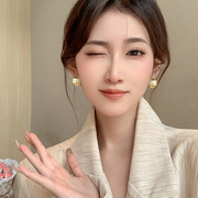 褶皱曲面~金色耳环，轻奢耳饰女早秋小众设计感2023耳钉高级感