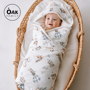 Oak Family新生婴儿包被纯棉抱被春夏宝宝襁褓出生包裹被
