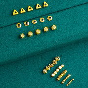 14k金色圆珠diy手绳串珠花，珠散珠饰品配件，2mm小珠子隔片方珠花拖