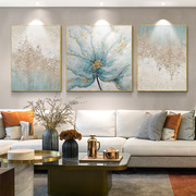 手绘油画美式花卉客厅装饰画现代简约玄关餐厅沙发挂画三联壁画