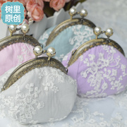 ins零钱包女迷你可爱韩国冰淇淋糖果色蕾丝珍珠硬币包饰品收纳包