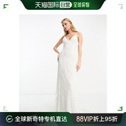 香港直邮潮奢 ASOS 女士Neve 设计拼接刺绣钉珠背心婚礼连衣裙