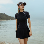加肥加大泳衣保守裙式连体2023日韩大码运动风，温泉泳装女