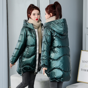 棉服2021年女韩版宽松免洗亮面羽绒棉衣中长款冬装外套袄