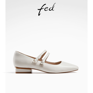 fed法式玛丽珍鞋女秋季女鞋优雅尖头，低跟单鞋女款r0803-zf016