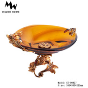 水果盘珐琅彩欧式水晶玻璃果盘创意家用现代客厅茶几高脚果盆摆件