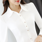 高级白衬衫女长袖时尚，洋气白色女士衬衣职业女装，修身女款寸衫