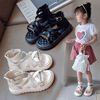 女童凉鞋2023夏季小女孩帮罗马凉靴后拉链，交叉绑带时尚凉鞋