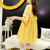 韩版宽松中长款短袖T恤女春夏洋气网红炸街设计感体恤黄色裙