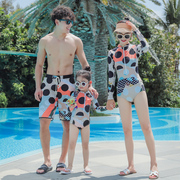 长袖亲子泳衣母女家庭装一家三口可爱女童连体运动版儿童泳装