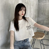 夏季韩版2024宽松短款设计感小众拉链字母印花短袖T恤上衣女