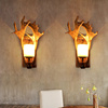 美式乡村鹿角壁灯创意，个性客厅墙壁造型灯工业风，复古怀旧酒吧灯具