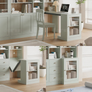 一体客厅书桌组合书柜自观可折叠转角电脑桌办公桌家用小户型美式